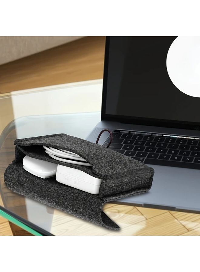 Deep Grey 1pc Felt Power Adapter Case Organizer for Chargers Cables SD Cards - Image 5