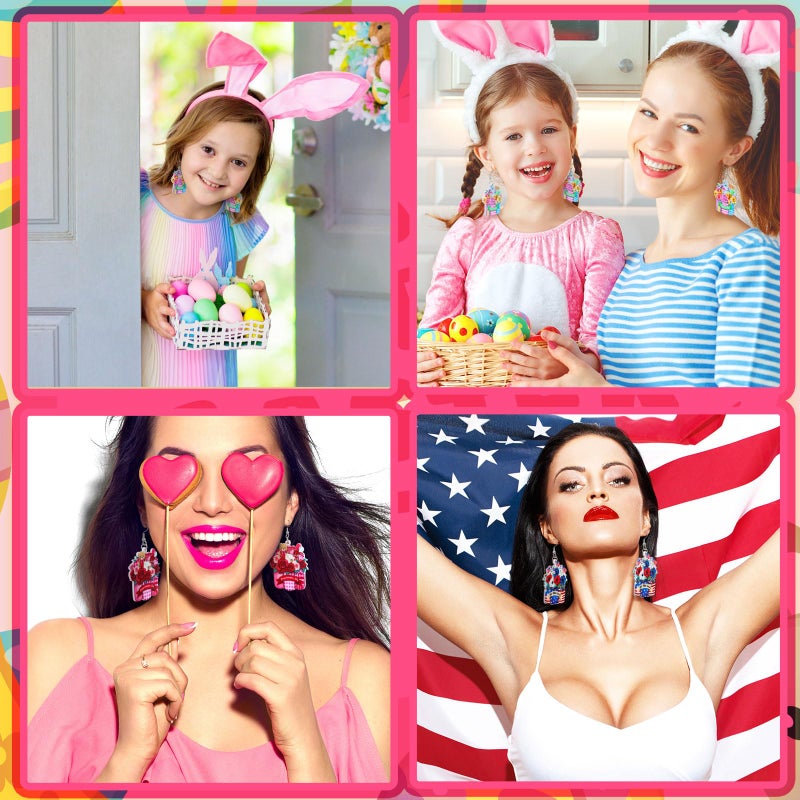 Glenmal 9 Pairs St. Patrick's Day Holiday Earrings for Women Easter Gnome/truck/floral Vase Acrylic Drop Dangle Earring(Novel Style) - Image 3