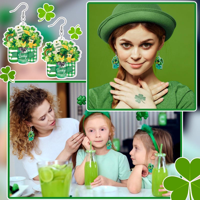 Glenmal 9 Pairs St. Patrick's Day Holiday Earrings for Women Easter Gnome/truck/floral Vase Acrylic Drop Dangle Earring(Novel Style) - Image 5