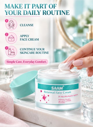 2PCS Renewal Face Cream for Dark Spots, Uneven Skin Tone, Freckles & Melasma, Moisturizing Brightening Facial Cream, 14-Day Skincare Regimen - view 5