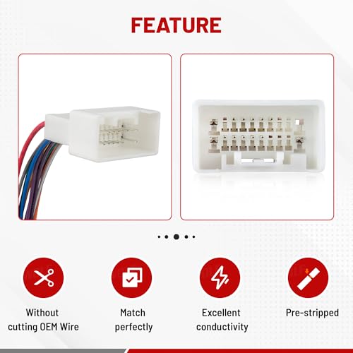 RED WOLF مجموعة أسلاك راديو السيارة لميتسوبيشي 2009-2019 لانسر، 2008 ميتسوبيشي لانسر GTS، 2012-2019 أوتلاندر سبورت 20 دبوس لتثبيت مشغل CD بعد السوق، - Image 5
