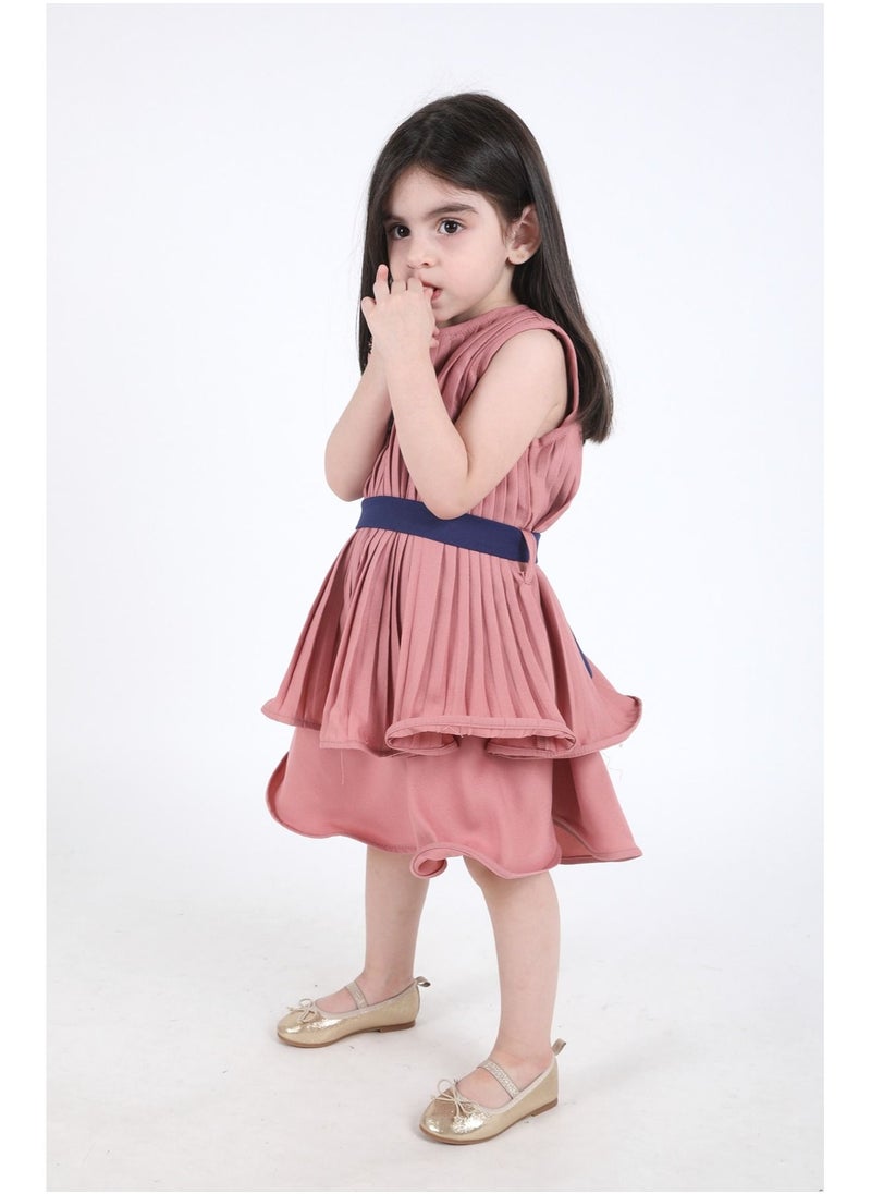 FULL JOY - An  elegant and Beautiful Girls' Dress with belt on the waist - Image 1