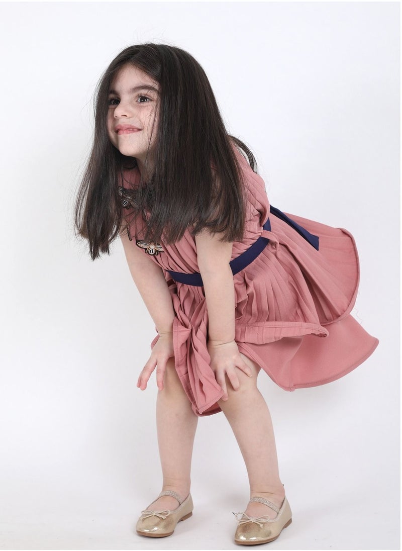 FULL JOY - An  elegant and Beautiful Girls' Dress with belt on the waist - Image 1