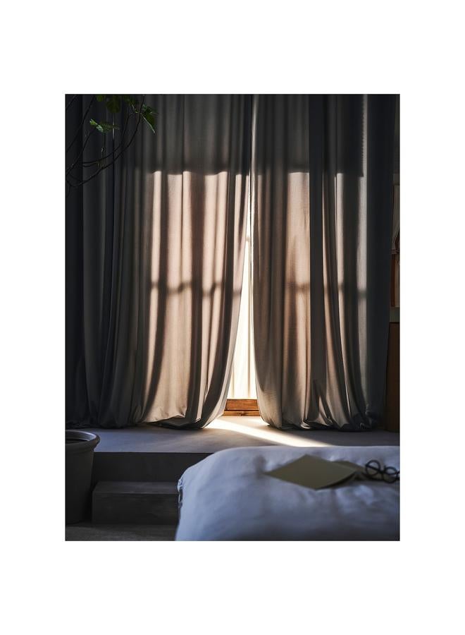 إيروريكس ستائر، زوج واحد، مع شريط رأسي/رمادي، 135x300 سم - Image 3