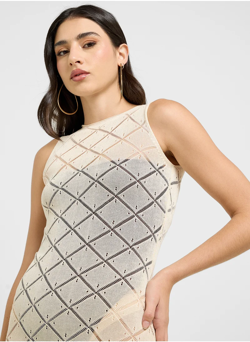 Ginger Crochet Knitted Beach Dress With Side Slit