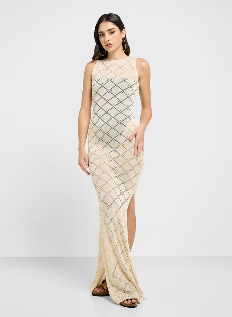 جينجر فستان محبوك بنمط المعين - Image 1