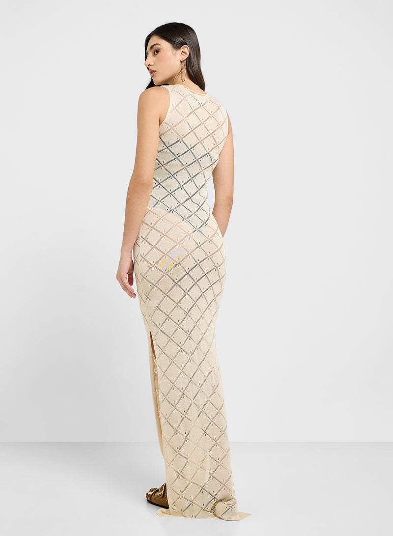 جينجر فستان محبوك بنمط المعين - Image 2