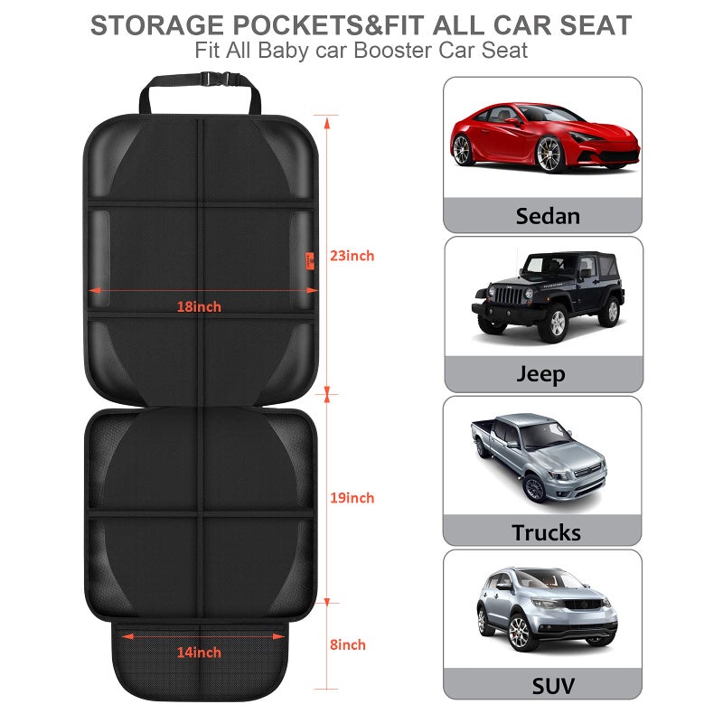 XHYANG Car Seat Protector,Auto Car Seat Protectors Baby Carseat Waterproof Durable 600D Fabric for Child Baby Car Seat Mat Vehicle Pet Cover 2 Storage Pockets (1 Pack) - Image 2