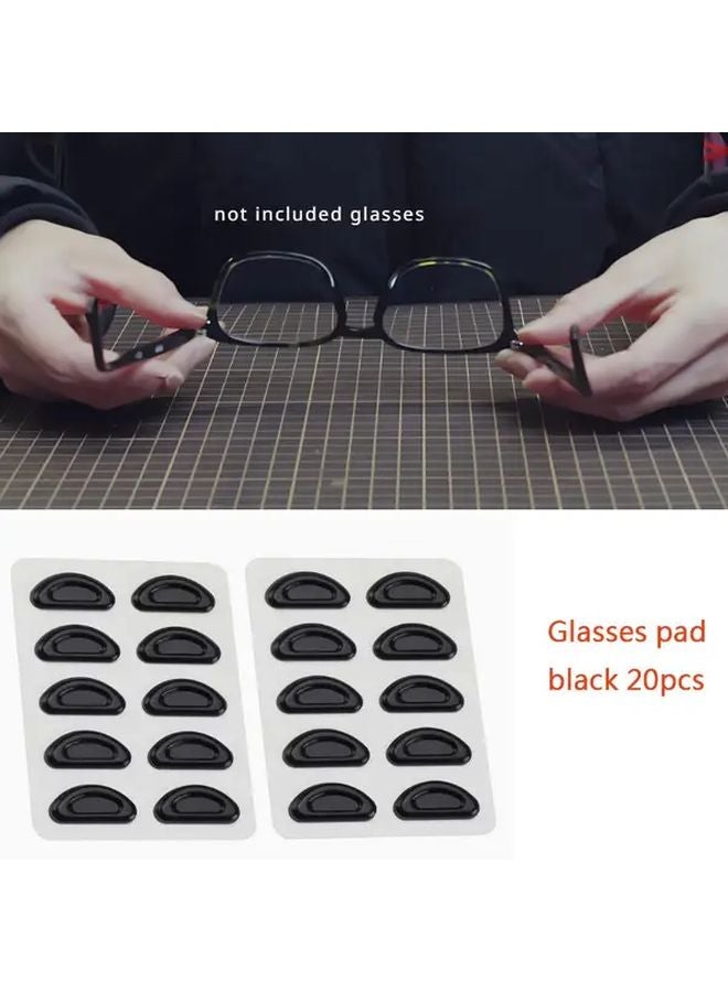 وسادات الأنف للنظارات السوداء 20 قطعة واقي أنف مضاد للانزلاق من السيليكون اللاصق للنظارات - Image 1