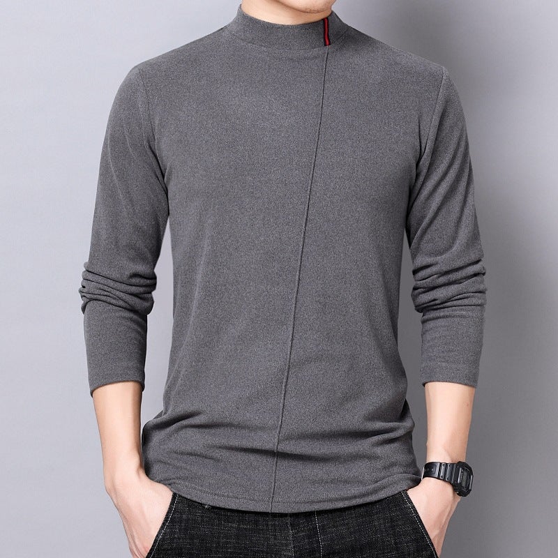 Mens Thermal Long Sleeve Turtleneck Velvet T-Shirt Black  - Image 3