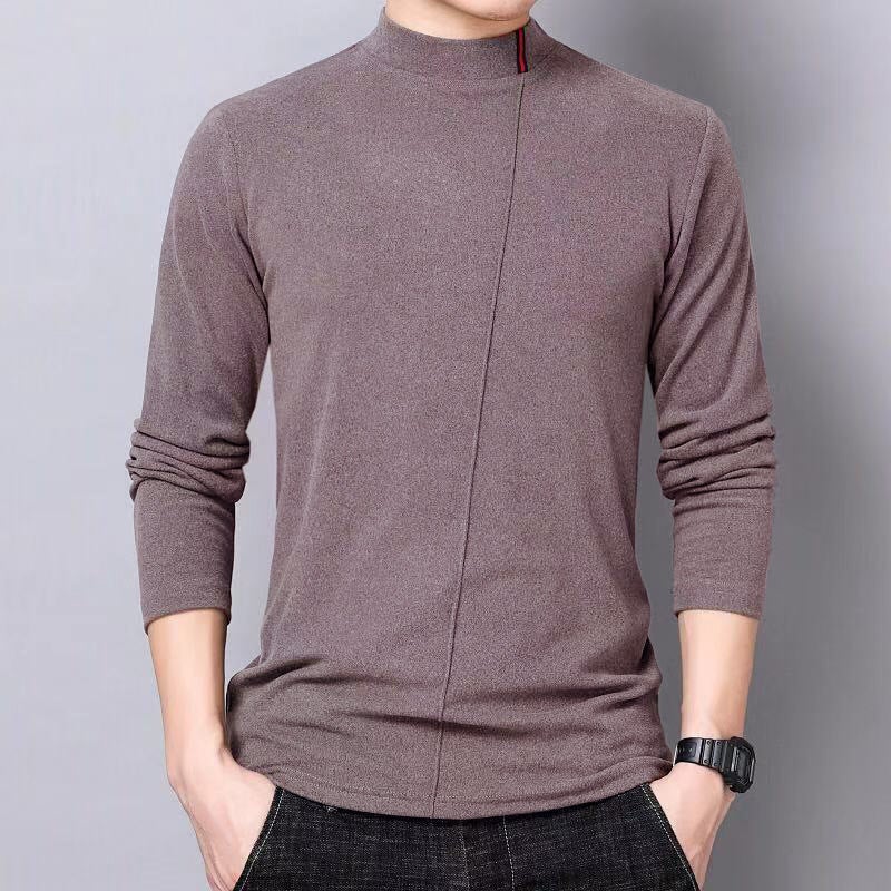 Mens Thermal Long Sleeve Turtleneck Velvet T-Shirt Black  - Image 2