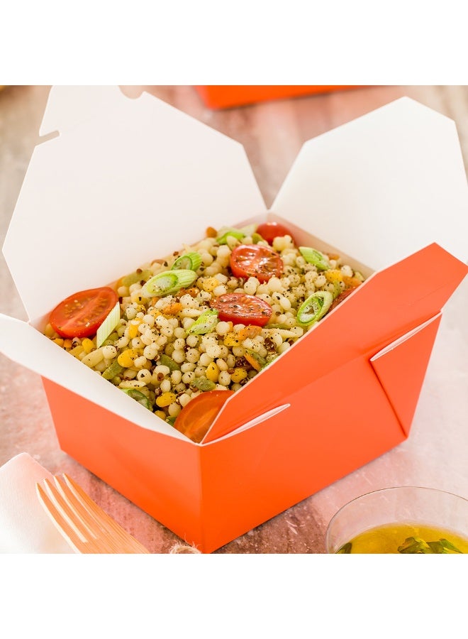 Restaurantware Bio Tek 30 Ounce Take Out Boxes, 200 To Go Lunch Boxes - Tab-Lock Closure, Heat-Tolerant, Orange Paper Disposable Lunch Boxes, Greaseproof, For Hot And Cold Foods  - Image 3