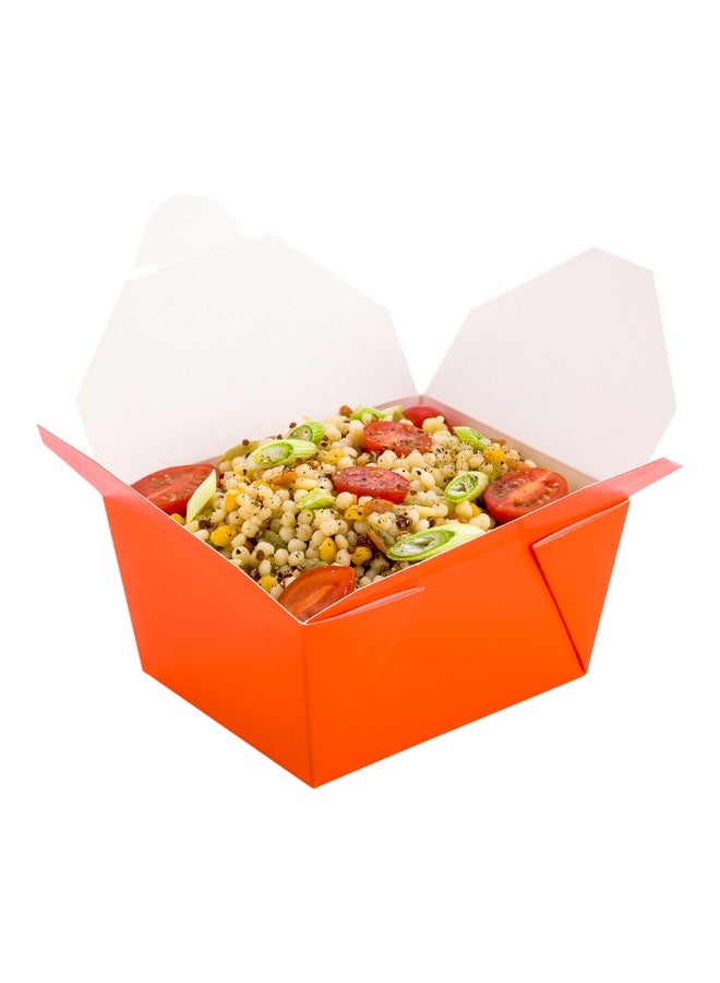 Restaurantware Bio Tek 30 Ounce Take Out Boxes, 200 To Go Lunch Boxes - Tab-Lock Closure, Heat-Tolerant, Orange Paper Disposable Lunch Boxes, Greaseproof, For Hot And Cold Foods  - Image 2
