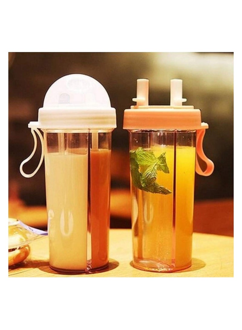 كاست ويف زجاجة مياه للشرب، 21oz كوبين للشرب، زجاجة شرب مزدوجة الاستخدام، كوب ماء مع 2 زجاجة مياه محمولة من القش للجري والتسلق وصالة الألعاب الرياضية وركوب الدراجات والمشي لمسافات طويلة وتسلق الجبال - Image 2