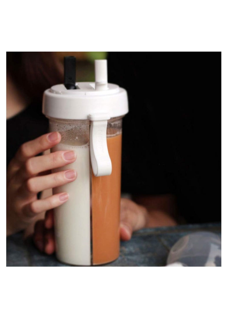 كاست ويف زجاجة مياه للشرب، 21oz كوبين للشرب، زجاجة شرب مزدوجة الاستخدام، كوب ماء مع 2 زجاجة مياه محمولة من القش للجري والتسلق وصالة الألعاب الرياضية وركوب الدراجات والمشي لمسافات طويلة وتسلق الجبال - Image 3