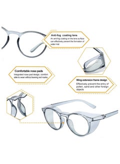 Y&D Safety Glasses Protection Goggles Anti Fog Eye with Side Shields Stylish Round UV400 Transparent Protective Blue Light for Men Womens (Blue)  - Image 3
