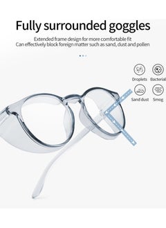 Y&D Safety Glasses Protection Goggles Anti Fog Eye with Side Shields Stylish Round UV400 Transparent Protective Blue Light for Men Womens (Blue)  - Image 5