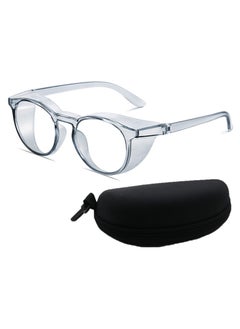 Y&D Safety Glasses Protection Goggles Anti Fog Eye with Side Shields Stylish Round UV400 Transparent Protective Blue Light for Men Womens (Blue)  - Image 1
