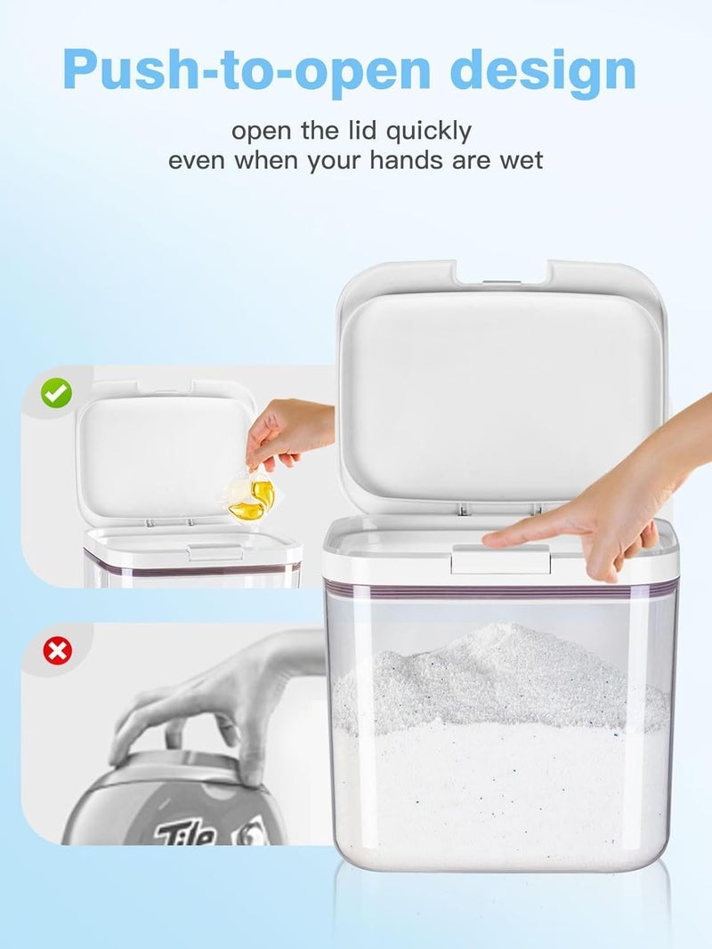 Laundry Detergent Dispenser with One-Press Lid, Clear PET Laundry Powder Container with Measuring Cup, Holds 5.5L/12Lbs/200oz (270 Pods) – Perfect for Laundry Room Organization - Image 2