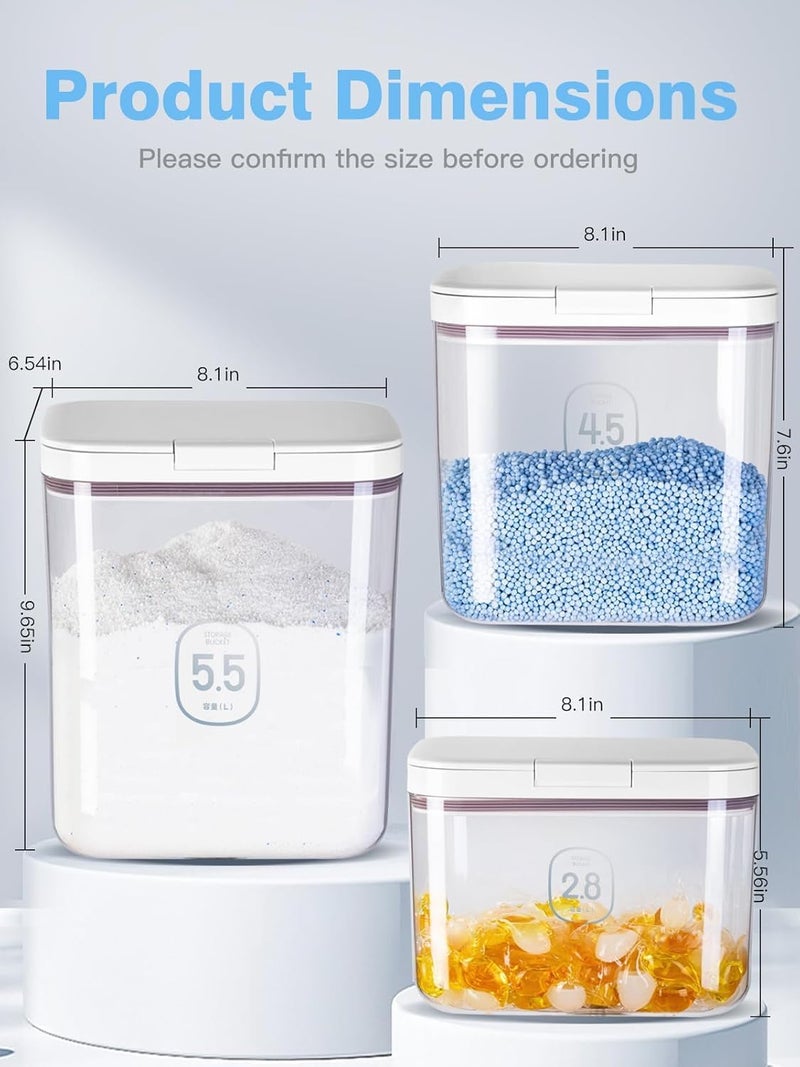 Laundry Detergent Dispenser with One-Press Lid, Clear PET Laundry Powder Container with Measuring Cup, Holds 5.5L/12Lbs/200oz (270 Pods) – Perfect for Laundry Room Organization - Image 4
