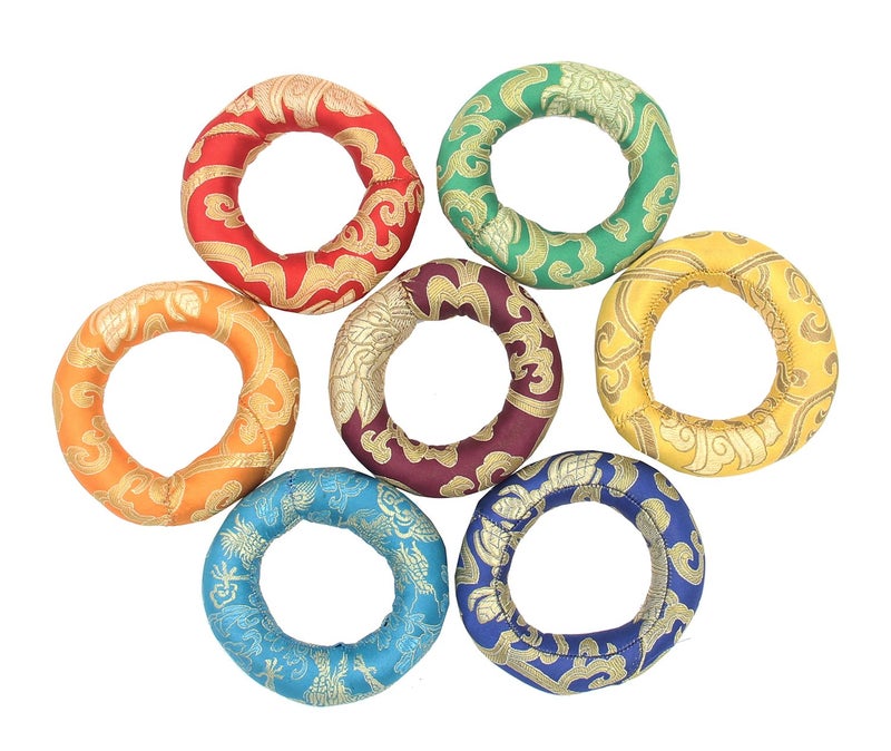 DharmaObjects Silk Brocade Ring Cushion Pillow for Tibetan Singing Bowl Hand Made Nepal (Green)  - Image 3