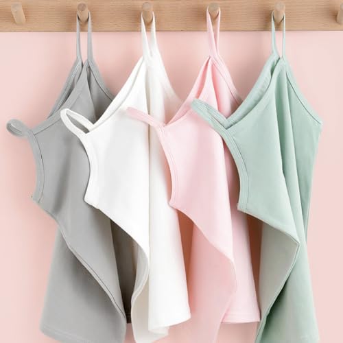 Anktry 2-8 Years Little Girls Soft Camisole Undershirts 4 Pack Kids Comfort Breathable Tank Tops, Green+white+pink+grey - Image 5