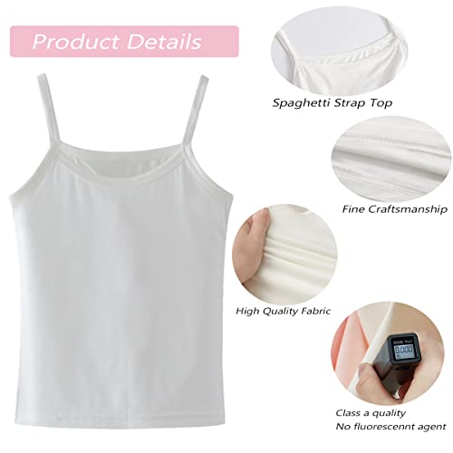 Anktry 2-8 Years Little Girls Soft Camisole Undershirts 4 Pack Kids Comfort Breathable Tank Tops, Green+white+pink+grey - Image 2