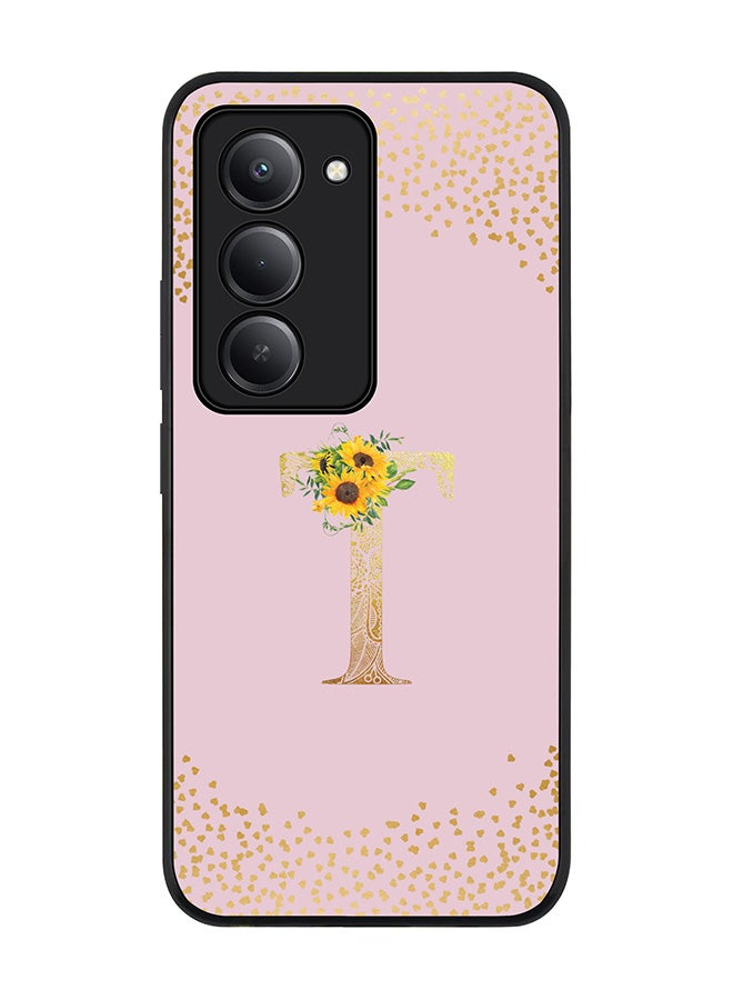 Stylizedd For Xiaomi Redmi 15 5G Case,Slim fit Camera Protection, Shockproof Thin Phone cover  - Custom Floral Monogram - T  (Pink ) - Image 1