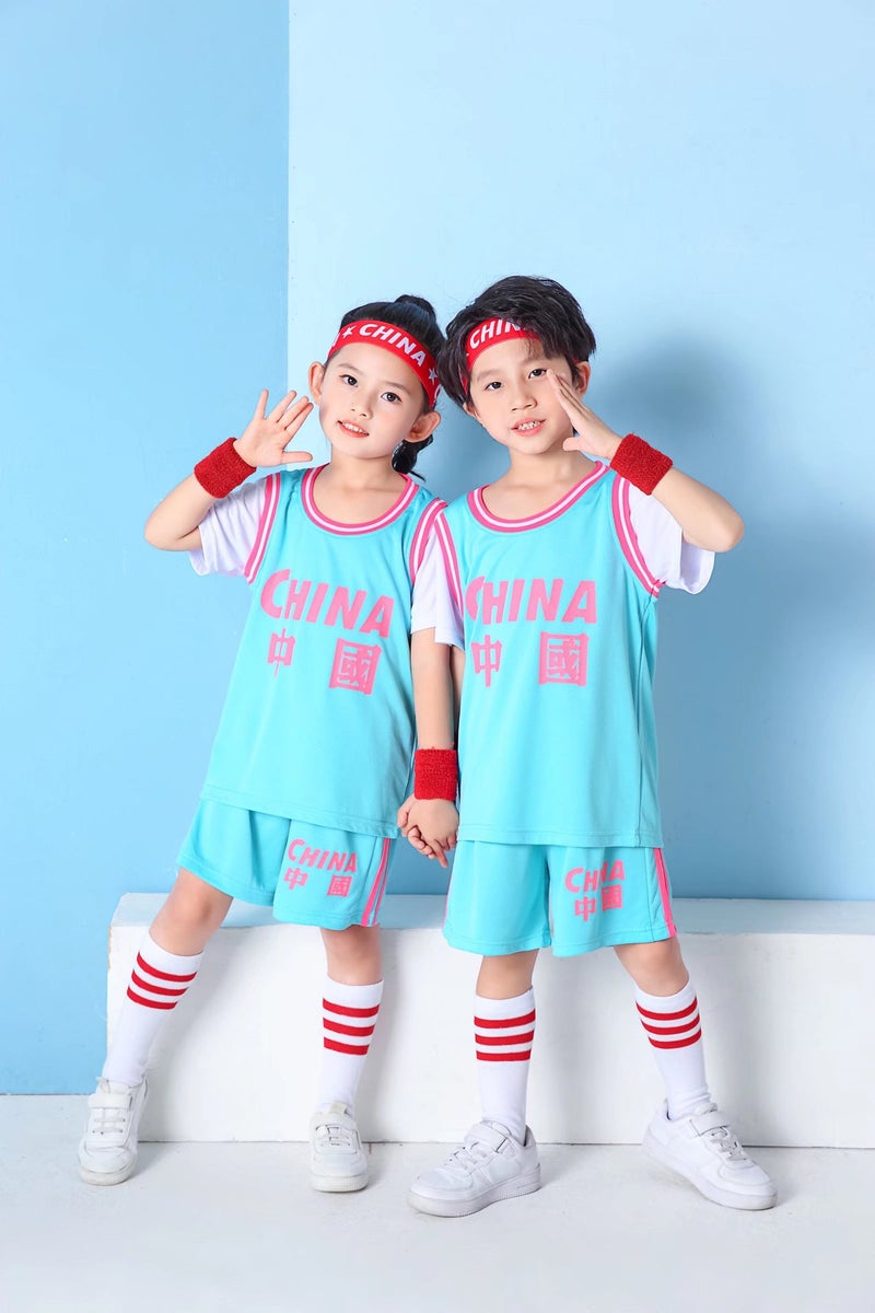 Children'S Chinese Team Jersey Basketball Uniform Kindergarten Baby Short-Sleeved Basketball Jersey Boys And Girls Students Fake Two-Piece Jersey - Image 5