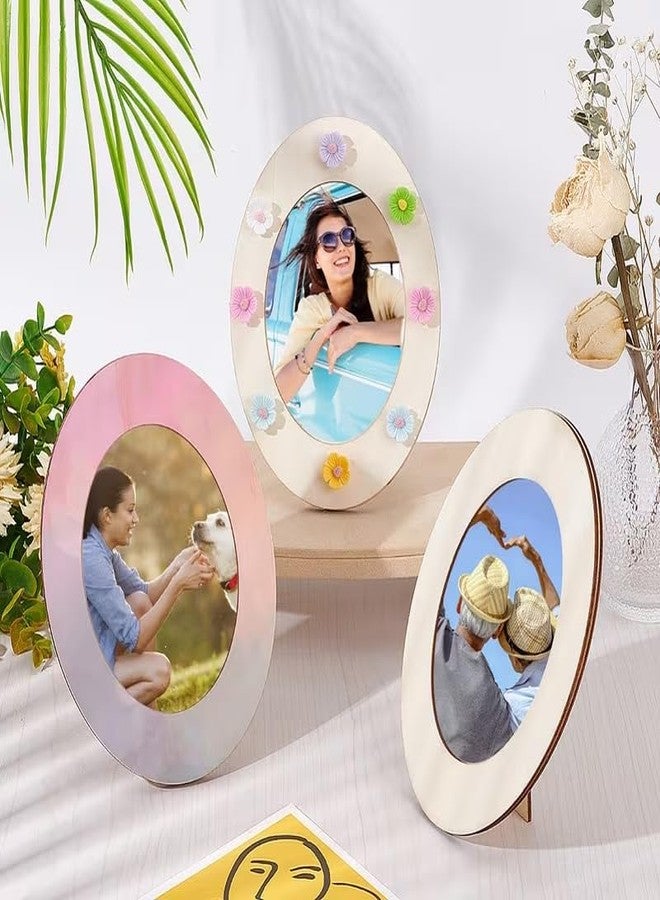 Curious Button Pack of 2 Wooden Oval Photo Frames for Tabletop Display, DIY Craft Photo Frame for Painting Decoration, Pine MDF Wooden Table Photo Frame for Home Decor Arts and Crafts Projects – 6.6X4.9 Inch - Image 3