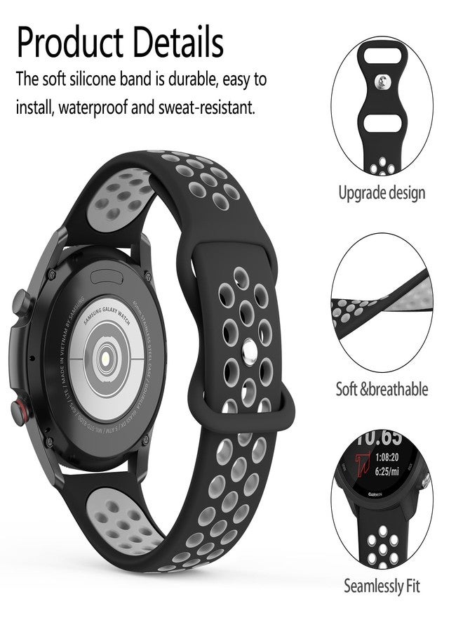 Vanjua Sport Bands for Amazfit Bip 3 / Bip 3 Pro Band Women Men, Amazfit Bip U Pro / Bip / Bip Lite / Bip S / Bip S lite / Bip U, 20mm Quick Release Soft Silicone Replacement Strap for Amazfit GTR mini / GTS 4 / GTS 4 Mini / GTS 3 / GTS 2 / GTS 2e / GTS 2 mini / GTS Smart Watch (Black/Gray) - Image 2