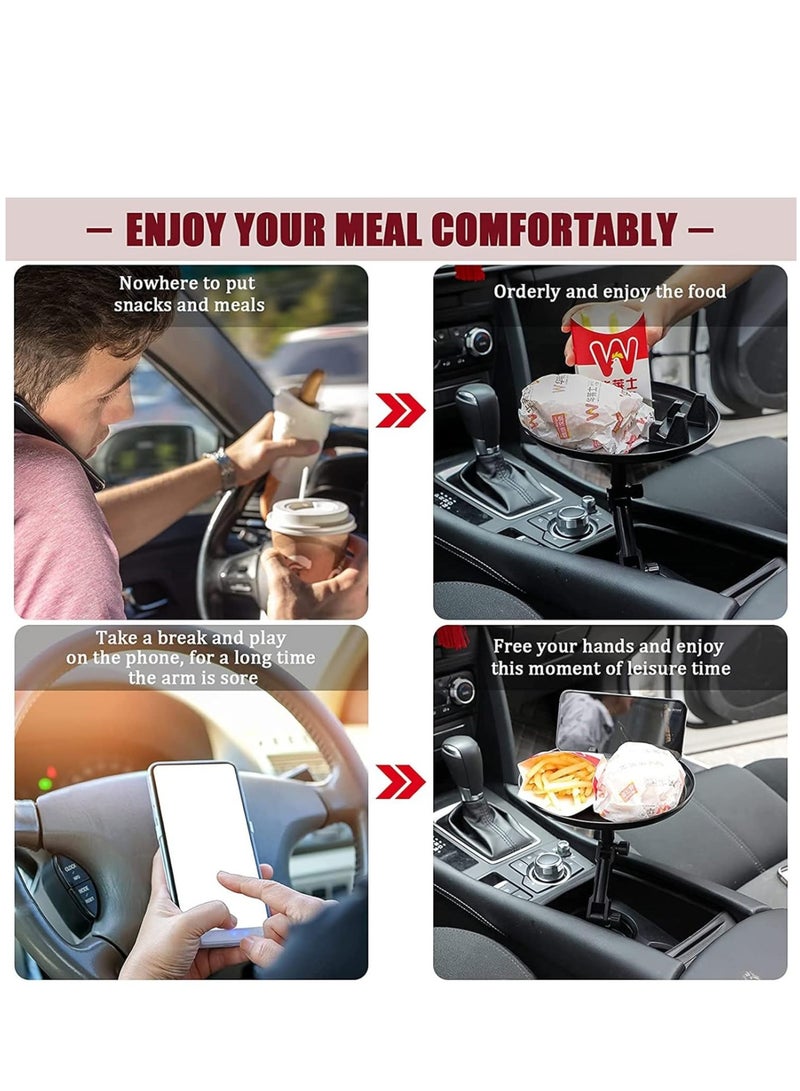 ELTRAZONE Car Cup Holder Tray for Car Adjustable Car Tray Table with Surface, Phone Slot, and 360° Swivel Arm Car Food Table for Cup Holders Tray Fits Vehicle,Golf Cart, SUV and All Cars Black - Image 4