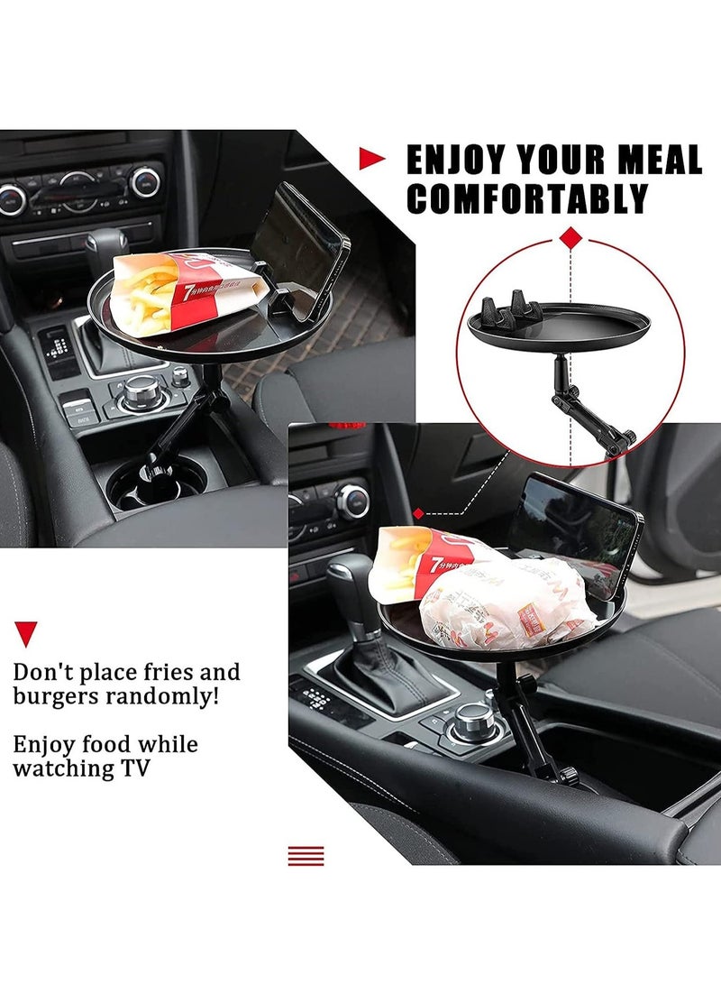 ELTRAZONE Car Cup Holder Tray for Car Adjustable Car Tray Table with Surface, Phone Slot, and 360° Swivel Arm Car Food Table for Cup Holders Tray Fits Vehicle,Golf Cart, SUV and All Cars Black - Image 3