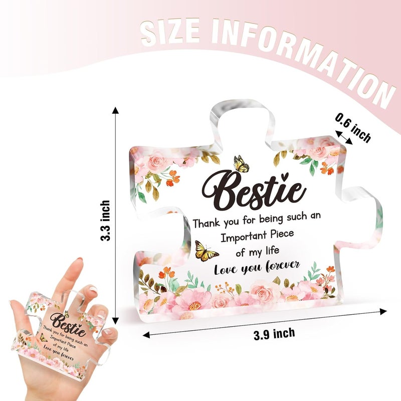 Buioata to My Bestie Acrylic Block Puzzle Decorations 3.9 x 3.3 Inch - Delicate Best Friend Birthday Gift for Women - Anniversary Christmas Ideas for Friend Bestie Bff - Image 4