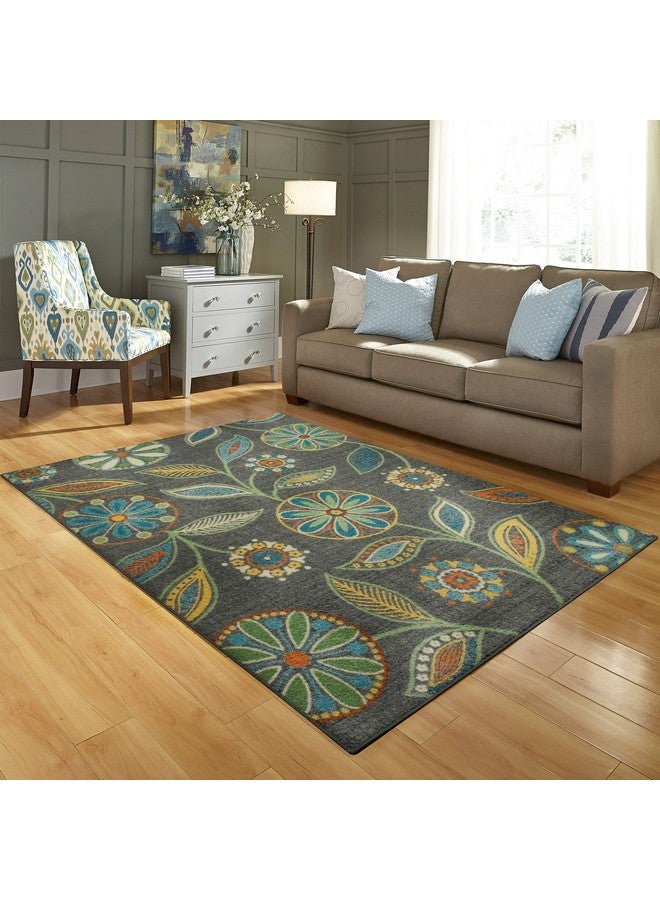 Maples Rugs Reggie Floral Area Rug - Made in USA - Washable, Non Slip, Pet-Friendly Mats for Living Room, Bedroom, and Office, 3'4 x 5, Dark Grey - Image 2