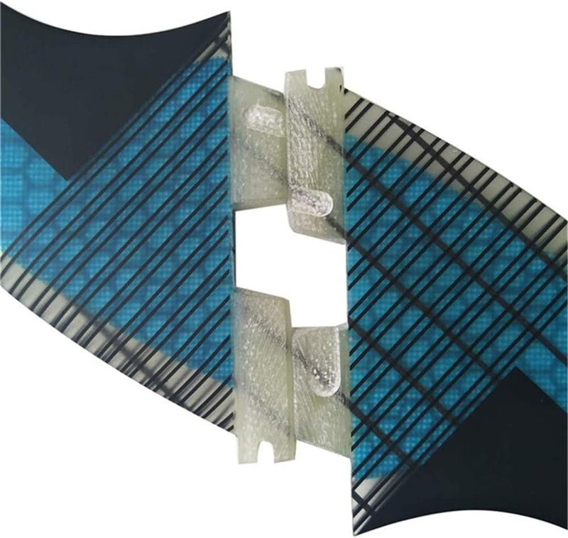 TOPWAYS Fiberglass+Honeycomb Surfboard Fin (3) Glass Flex Thruster Surf Fin Set (Double Tabs II Plug Style G5 Size) - Tri Fin Thruster Set Surfboard fins G5 M Size Surfing fins (Blue) - Image 4