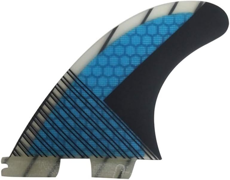 TOPWAYS Fiberglass+Honeycomb Surfboard Fin (3) Glass Flex Thruster Surf Fin Set (Double Tabs II Plug Style G5 Size) - Tri Fin Thruster Set Surfboard fins G5 M Size Surfing fins (Blue) - Image 3