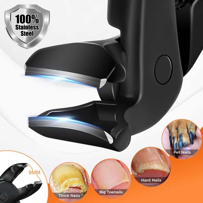 DRMODE Toenail Clippers for Thick Toenails for Seniors, Upgraded Long Handled Angled Head Toe Nail Clippers for Men Thick Nails with Wide Opening, Large Finger Nail Clippers Adult with Catcher - Image 3