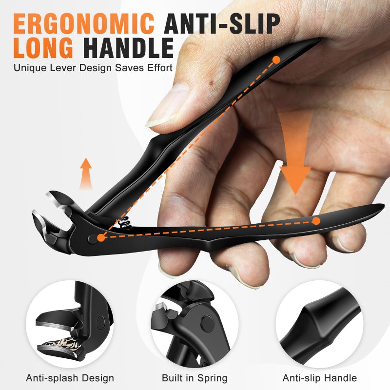 DRMODE Toenail Clippers for Thick Toenails for Seniors, Upgraded Long Handled Angled Head Toe Nail Clippers for Men Thick Nails with Wide Opening, Large Finger Nail Clippers Adult with Catcher - Image 4
