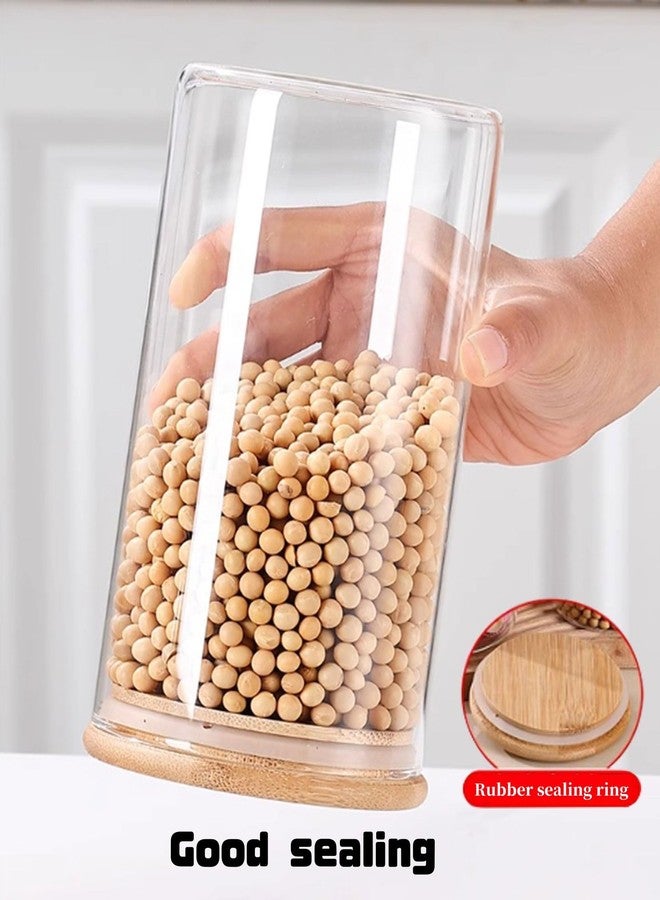 LAHDYFHOE Bamboo Lid Airtight Storage Jars 22oz (Set of 6), Food Canisters for Coffee, Sugar, Tea, Candies, Cookies - Perfect for Kitchen & Pantry Organization - Image 5