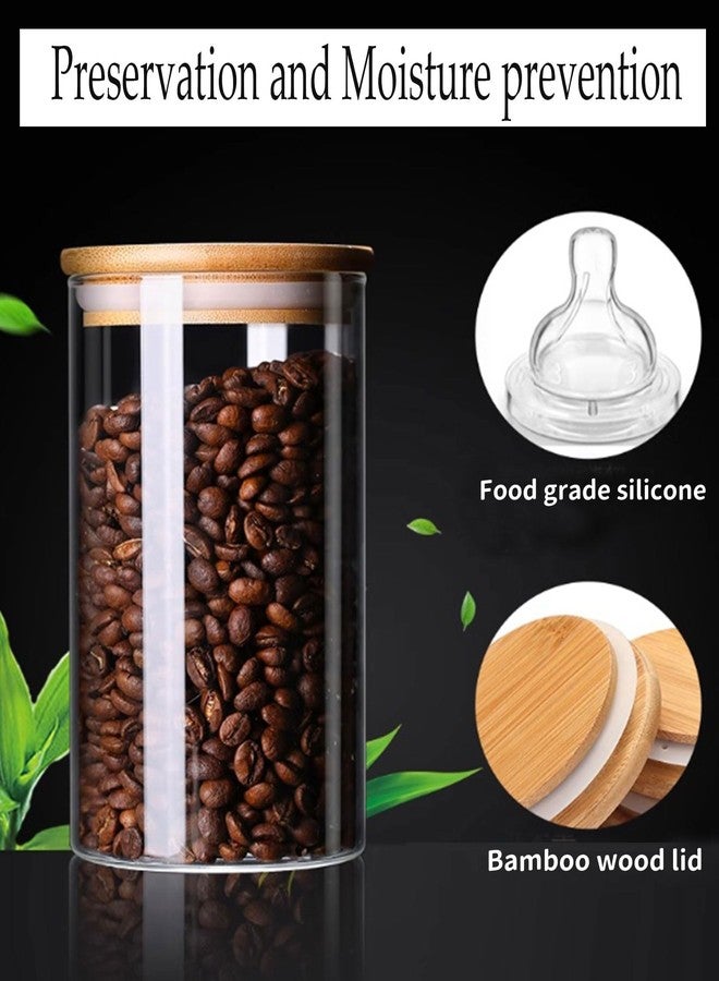 LAHDYFHOE Bamboo Lid Airtight Storage Jars 22oz (Set of 6), Food Canisters for Coffee, Sugar, Tea, Candies, Cookies - Perfect for Kitchen & Pantry Organization - Image 2