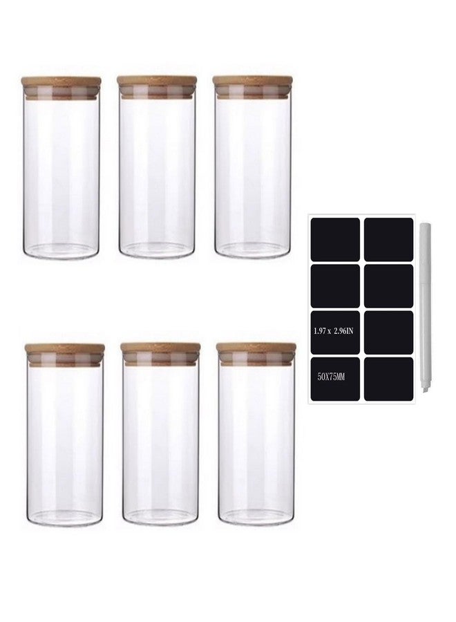 LAHDYFHOE Bamboo Lid Airtight Storage Jars 22oz (Set of 6), Food Canisters for Coffee, Sugar, Tea, Candies, Cookies - Perfect for Kitchen & Pantry Organization - Image 1