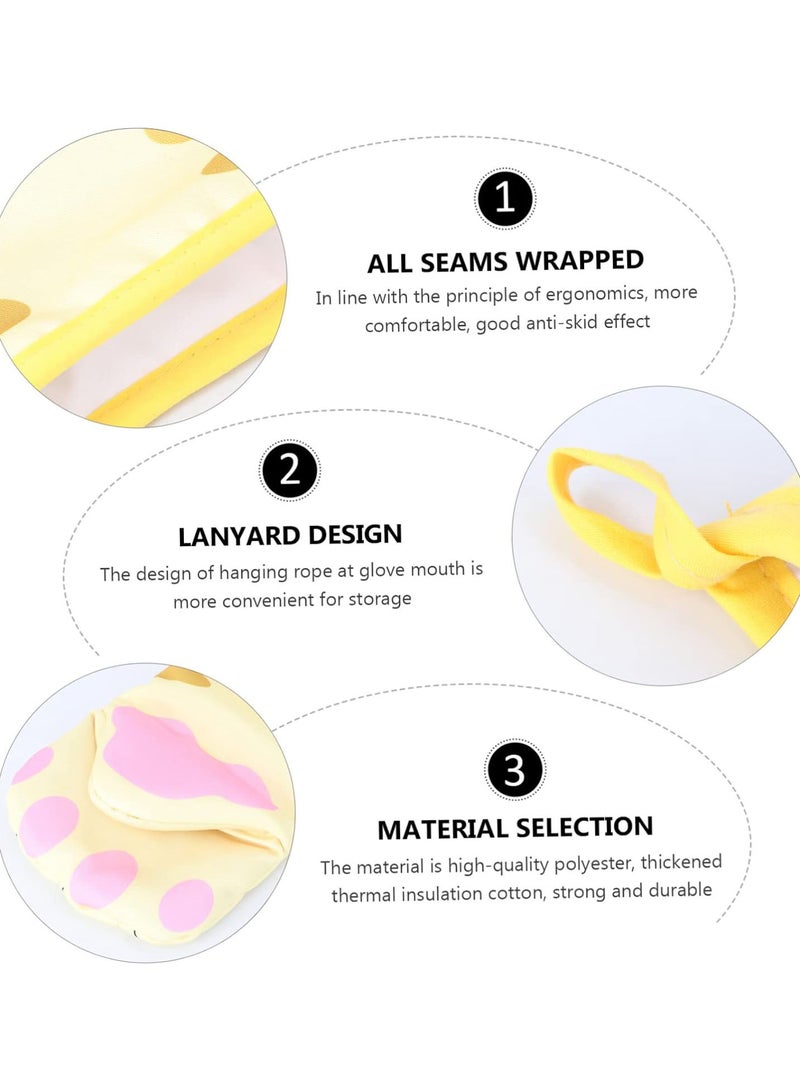 GGOOT 1pc Bbq Gloves Microwave Accessories Oven Glove Grilling Gloves Baking Gloves Oil Resistant Oven Mitts Cute Kitchen Oven Mitts Polyester Yellow Polyester Gloves Kitchen Accessories  - Image 3