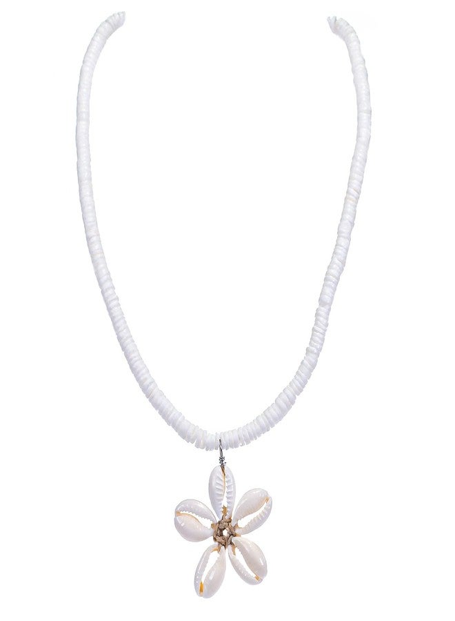 BlueRica Cowrie Shells Flower on Puka Shell Beads Necklace - Image 1