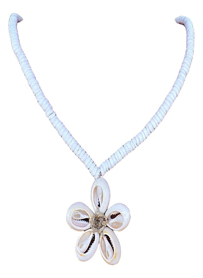 BlueRica Cowrie Shells Flower on Puka Shell Beads Necklace - Image 4