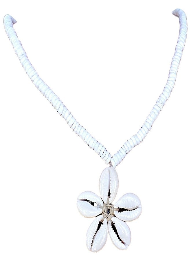 BlueRica Cowrie Shells Flower on Puka Shell Beads Necklace - Image 3