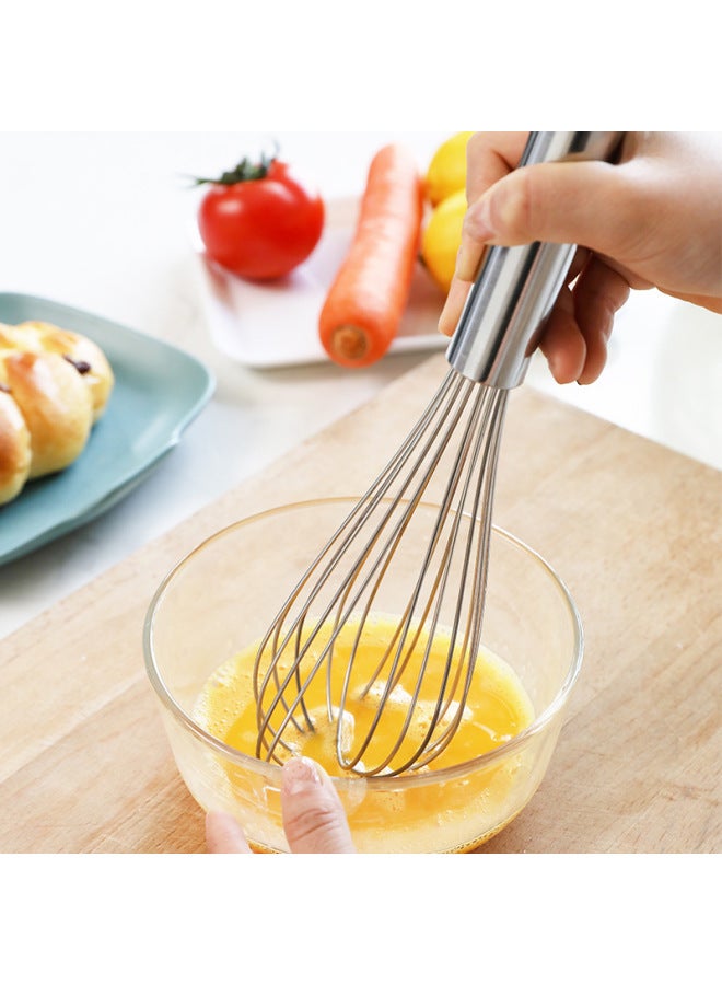 أداة خبز سميكة يدوية من الفولاذ المقاوم للصدأ، مضرب بيض، خفاقة سيليكون شبه أوتوماتيكية، هدايا المعرض - اللون: سيليكون 10 بوصة = 37 جم  - Image 3