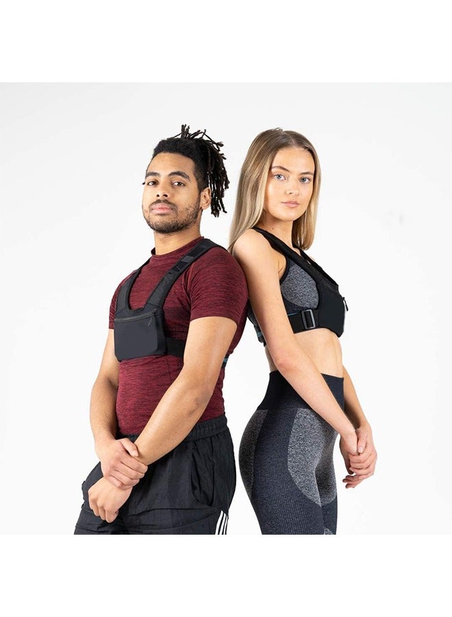 MVAQKLM  Running Vest Chest Phone Holder, Reflective Print Chest Pouch, 2 Functional Pockets, Lightweight Waterproof Sports Waist Bag Running Mobile Bag Backpack Vest Reflective Strip Chest Bag - Image 2