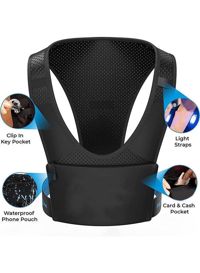 MVAQKLM  Running Vest Chest Phone Holder, Reflective Print Chest Pouch, 2 Functional Pockets, Lightweight Waterproof Sports Waist Bag Running Mobile Bag Backpack Vest Reflective Strip Chest Bag - Image 3