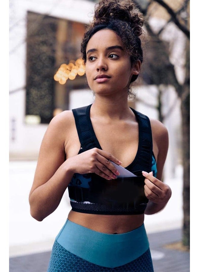 MVAQKLM  Running Vest Chest Phone Holder, Reflective Print Chest Pouch, 2 Functional Pockets, Lightweight Waterproof Sports Waist Bag Running Mobile Bag Backpack Vest Reflective Strip Chest Bag - Image 4